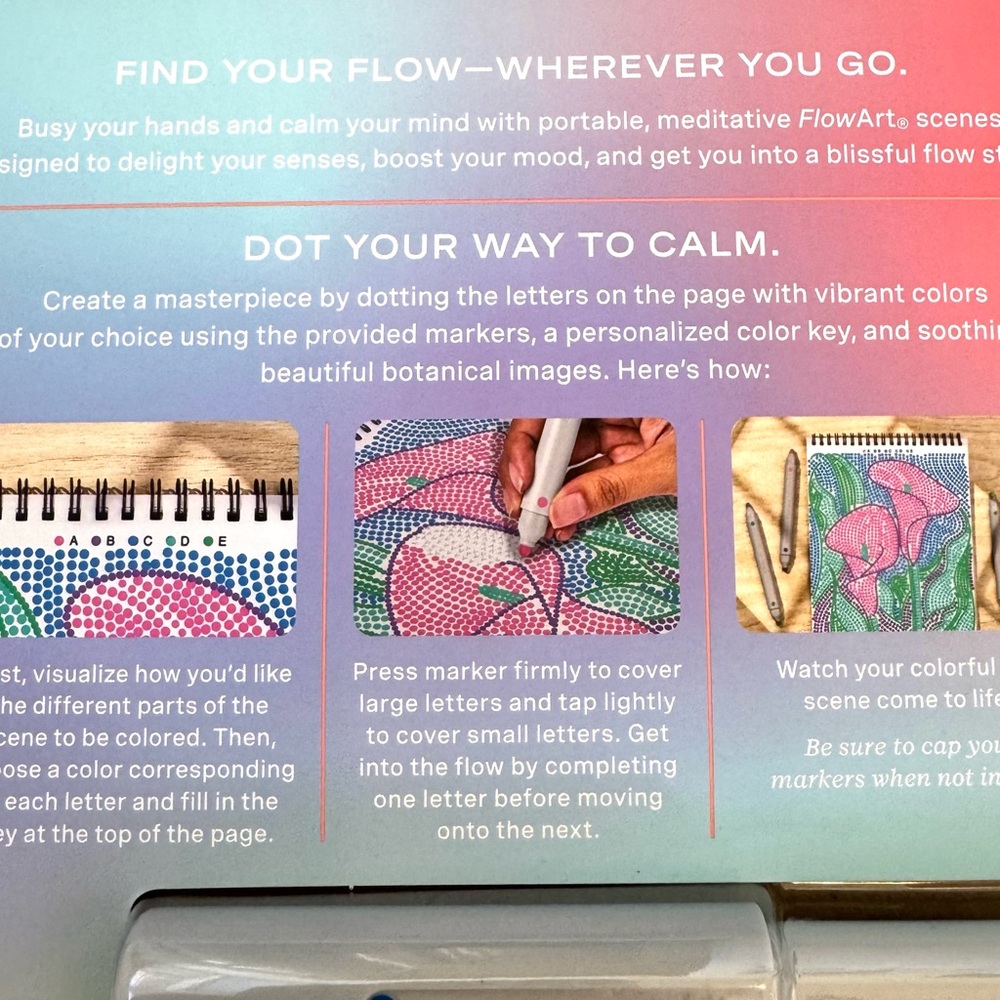 New Dot Art Kit. Includes Drawing Pad, Markers, and Instructions. FlowArt. - Picture 6 of 14